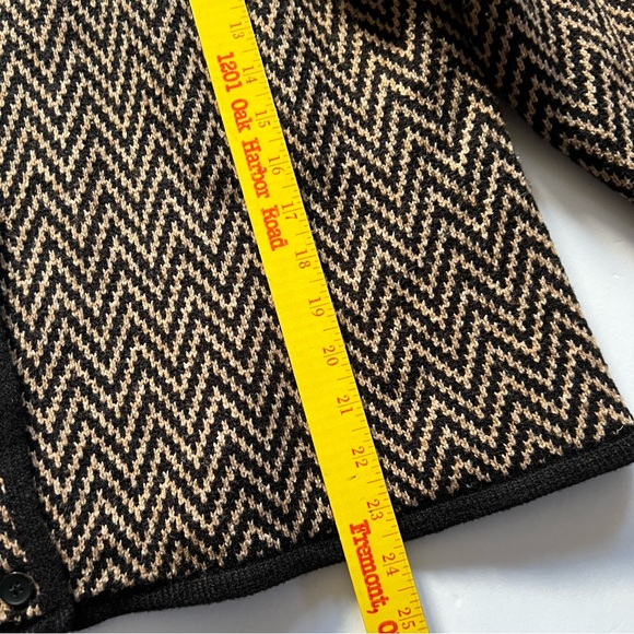 Wool Blend Knit Sweater Cardigan Women’s 1X Brown Black Chevron Lined - Picture 8 of 16